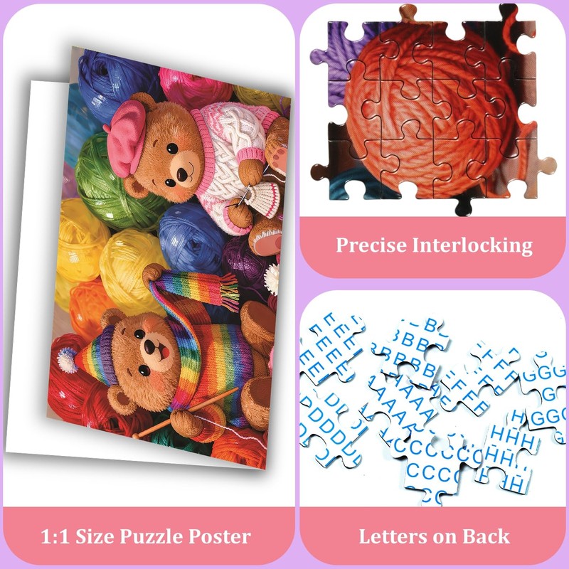 Knitting Bear Family Jigsaw Puzzle for Adults 1000 Pieces Cartoon