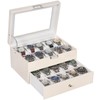 BEWISHOME Watch Case, 20-Slot Watch Box for Men, 2-Layer Watch