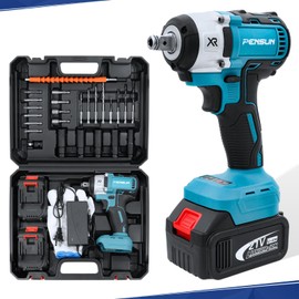 PENSUN Cordless Impact Wrench With Work Light, 3000 RPM & Max Torque 260 ft-lbs Brushless Impact Wrench, 1/2 Impact Gun with 2pcs 4.0Ah Li-ion Battery