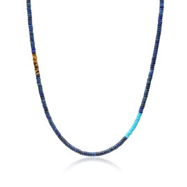 COAI Mens Womens Heishi Genuine Lapis Lazuli Stone Beaded Necklace 65cm