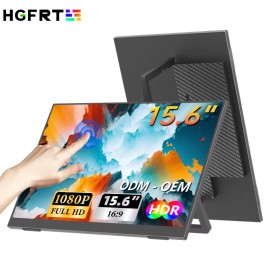 HGFRTEE/OEM 15.6-Inch FHD 1080P IPS Portable Gaming Monitor Touchscreen Dual Speakers Type-C/HDMI Backlit LCD for Second Display Extendercolor: Black, model number: B156-SZF06L6-T (Touch)