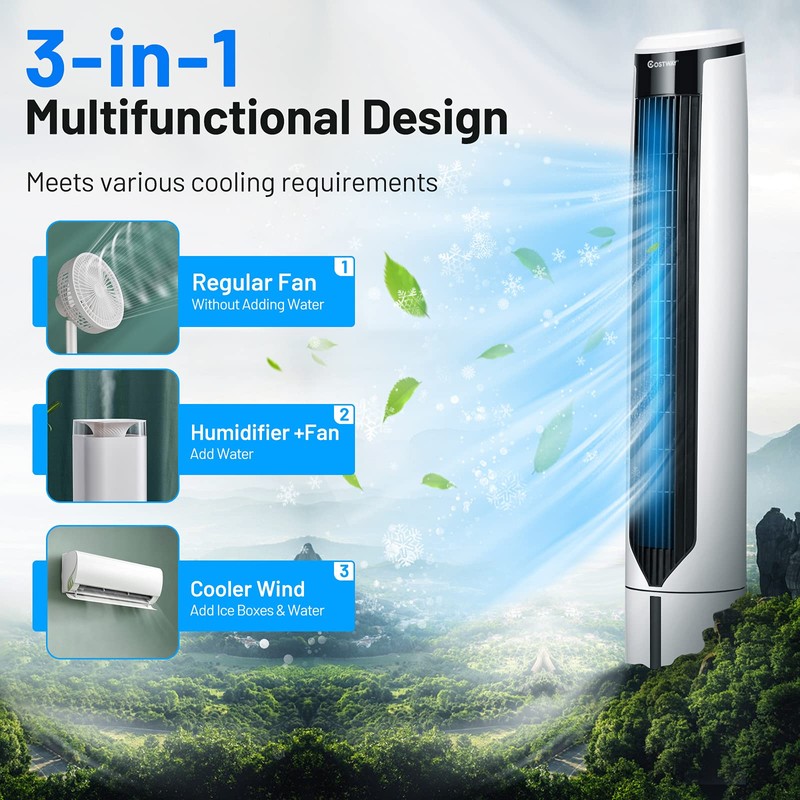 COSTWAY Portable Evaporative Air Cooler for Room, 41 Inches Cooler