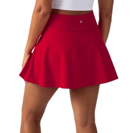YITTY Active Women's UltraLuxe High-Waist Tennis Skirt with Built-in Shorts, Athleisure, 4-Way-Stretch, Built-in Shorts, Heated Red, XL