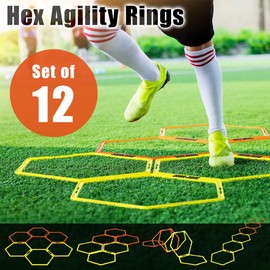 Japard Hex Agility Rings for Speed Training & Agility Footwork Training Speed Hurdles Ladder with Carrying Bag (12 Rings)