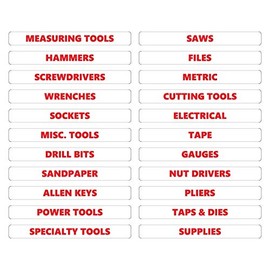Toolbox Organizational Magnetic Rounded Labels by DCM Solutions (Red Inverted, 0.5" H x 4.5" W)