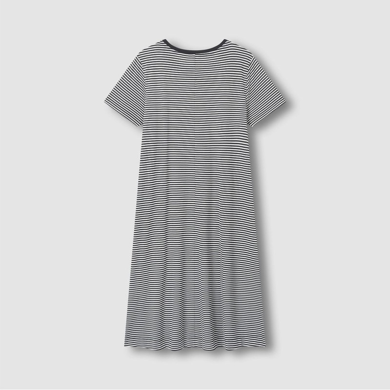 JAJU Women's Soft Short-Sleeve Pajama Dress _ Light Charcoal