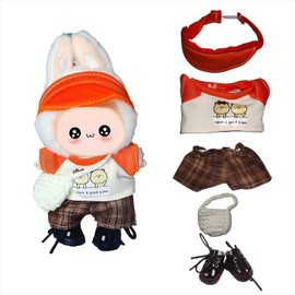 2025 Clothes for La Boo Boo(no Dolls), 5PCS Suit with Black Shoes, Designed for Lububu Doll Clothes, Multiple Stylish Outfit, Used for Your 15&17cm Dolls (Suit C)