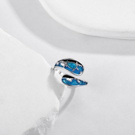 DAYLINLOVE Sea Turtle Gifts 925 Sterling Silver Sea Turtle Spoon Rings Adjustable Vintage Thumb Rings Sea Turtle Jewellery Gifts for Women, Sterling Silver, No Gemstone