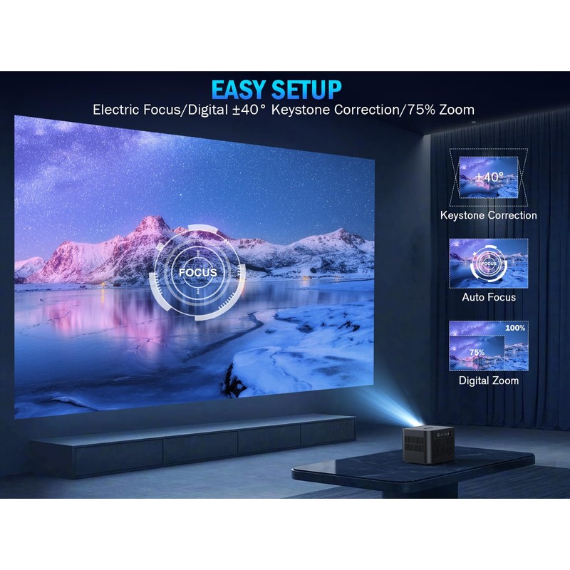 [Electric Focus] 5G WiFi Mini Bluetooth Projector 4K Support, 300