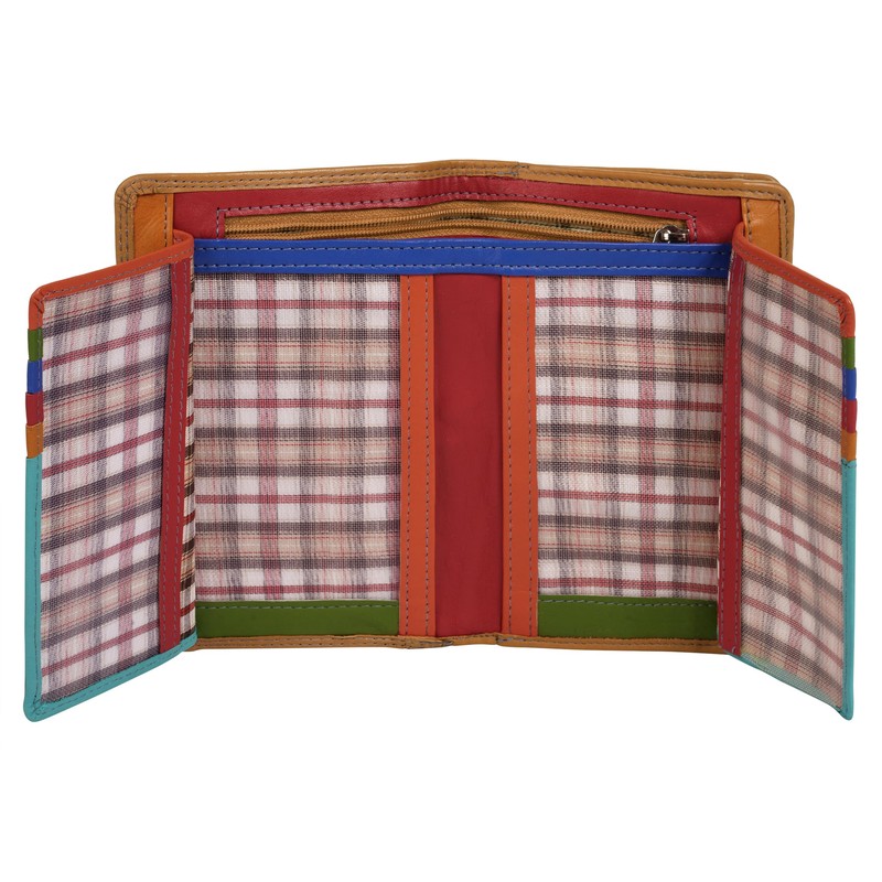 Samantha Look 021838 Genuine Leather Women's Purse Colourful 3-Way Foldable