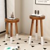 JOLLYMER Teak 11.8" Round Dip Dyed Teak Stool | Wood