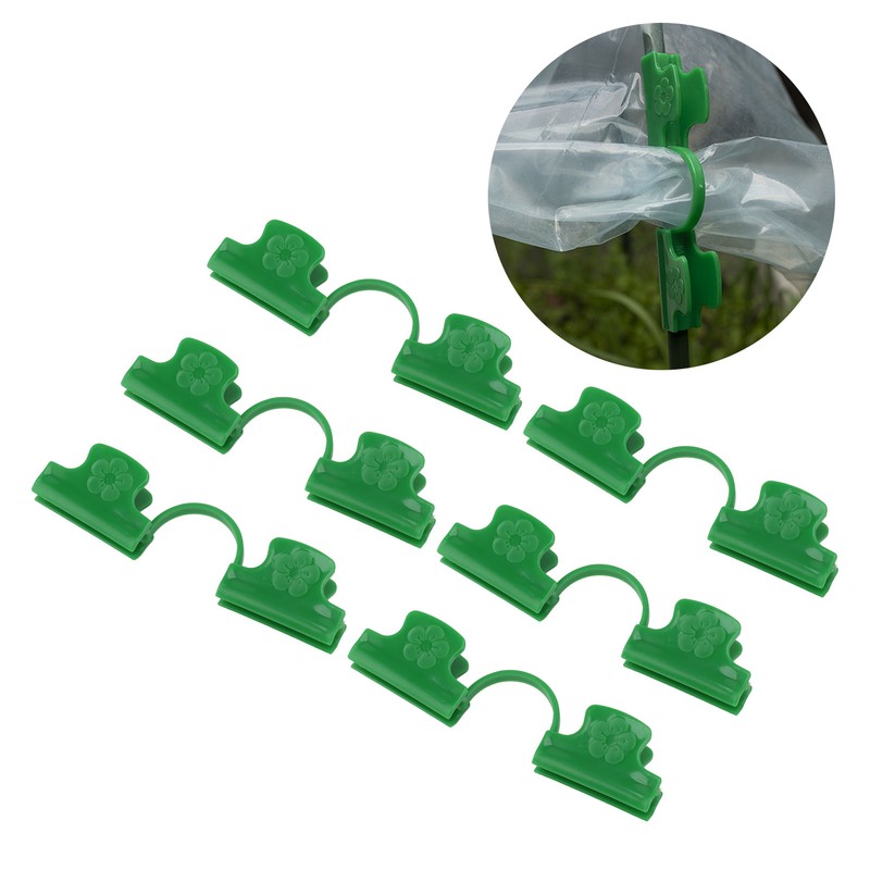 50Pcs Greenhouse Clamp PE Plastic 2 Head Plant Film Clamp