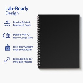 Vela Sciences W7 Expanded Wirebound Lab Notebook, 9.25 x 11.75 in (23.5 x 30 cm), 144 Pages, Double Wire Looped, 70lb Heavyweight Paper (6-Pack, Grid)