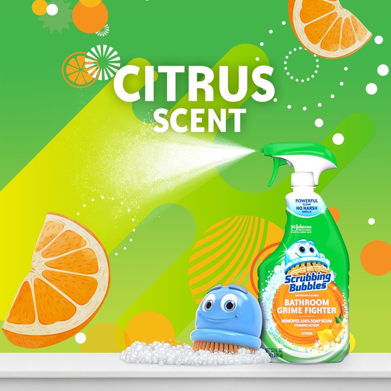 Scrubbing Bubbles Bathroom and Shower Cleaner Disinfectant Spray, Bathroom Grime