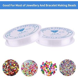Buer Homie 3 Rolls (0.6/0.8/1.0 mm) jewellery strong elastic string wire for bracelets making, clear stretchy elastic string for jewellery making, elastic clay beads thread for bracelets beading