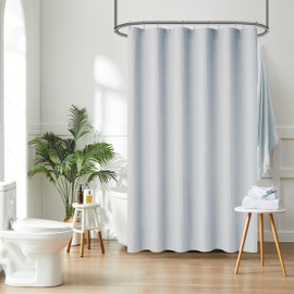 Indecor Home Luxury Waffle Weave Shower Curtain Elegant Hotel Style Fabric for Bathroom, Water Repellent, Machine Washable Light Grey Waffle