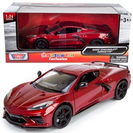 All Star Toys 2020 Corvette C8 Stingray - Tintado metálico rojo oscuro 1/24 modelo fundido a troquel Motormax 79360 edición exclusiva