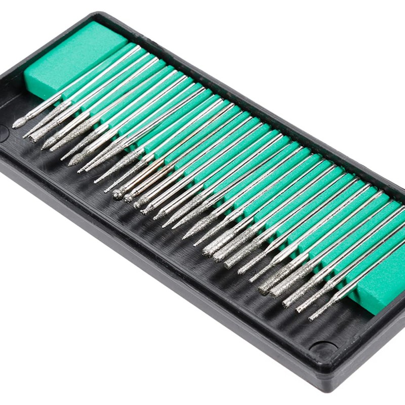 Diamond Burr Drill Bits, Bestgle 30Pcs 1/8" Shank Titanium-Coated Polishing