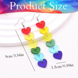 XFSRG Herzförmiger Anhänger Ohrringe Damen Regenbogenfarben Ohrringe Süß und Elegant für Streetstyle Fotos Dates und Musikfestivals