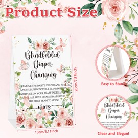 Lineshading 9 Pcs Baby Shower Game Supplies for Blindfold Diaper Changing Baby Dolls with Blindfolds Diapers Baby Changing Diaper Race Game Set for Baby Shower (Pink,Flower)