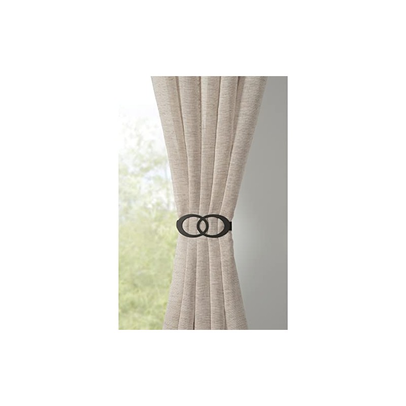 GARDINIA Black Metal Infinity Magnetic Tie Back Curtain Tiebacks for