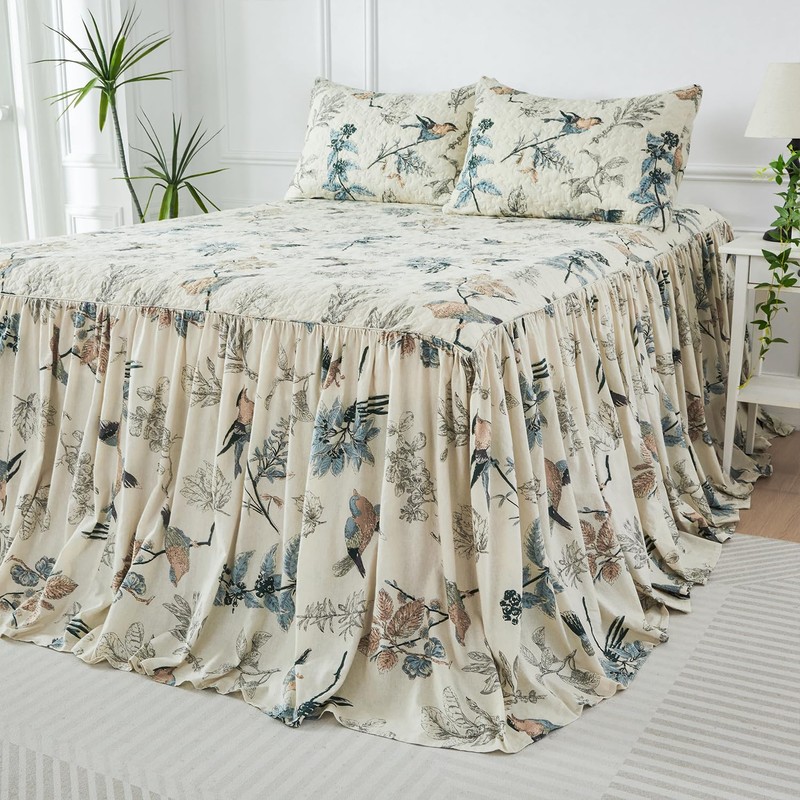 100% Cotton Queen Size Bedspread Beige Oversized 60x80 + 30in