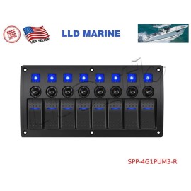 LLD_TK 8 Gang Switch Panel Circuit Breaker Toggle Rocker Boat Marine RV Truck Camper