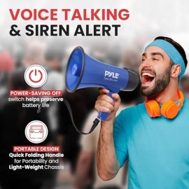 Pyle Pmp21bl Portable Megaphone Speaker Siren Bullhorn - Compact And B