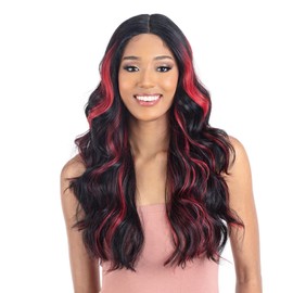 Mayde Beauty Human Hair Blend Glueless HD Lace Front Wig Mocha Vanilla (Jet Black 1)