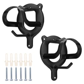 BOXOB Pack of 2 Bridle Holders, Horse Bridle Hooks, Metal Wall Mount with Pipes and Screw for Saddle Room, Barn, Stable (Black)