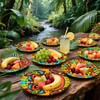 VDESFUEBY 60Pcs Tiki Party Paper Plates Hawaiian Tropical Party Supplies