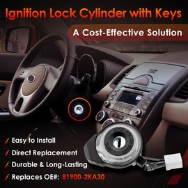 Ignition Lock Cylinder Switch with Keys, Compatible with Kia Soul 2010-2011 4u SX/Sport, 2010-2012 4u Burner/Retro, 2010-2013 2u/4u/4u Luxury Plus/Exclaim Base Hatchback, Replaces# 81900-2KA30