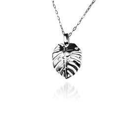 JARDIN DE MATATENA joyería | Dije HOJA TROPICAL MONSTERA | diseño fresco y elegante | elaborado en fina plata mexicana LEY.925 | incluye cadena de obsequio de plata LEY .925 | producto hecho a mano
