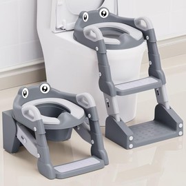 Potty Training Seat, Toddler Potty Training Toilet, Upgrade 2 In 1 Toddler Toilet Seat with Steps Stool Splash Guard and Anti-Slip Pad Soft Cushion, Potty Seats for Toddlers Baby Kids