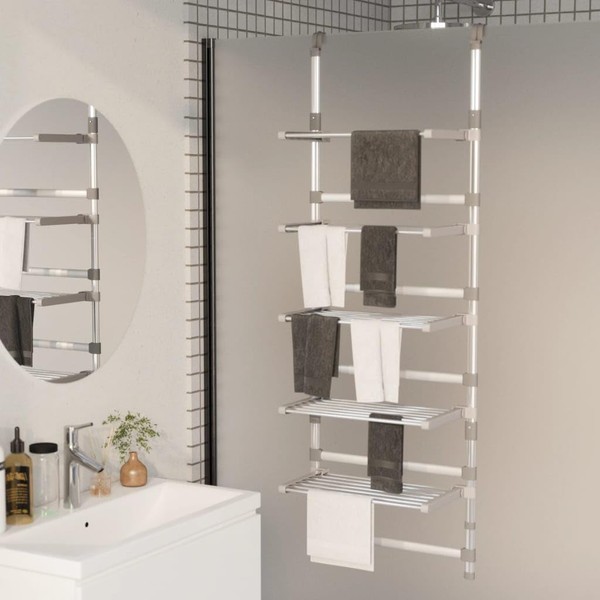Benicabaly Space-Saving 5-Tier Hanging Laundry Drying Rack, Adjustable Height, Sturdy