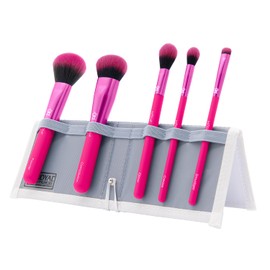 MODA Total Face Pink 6pc Makeup Brush Kit – Travel Eye Brush Set in Portable Flip Case