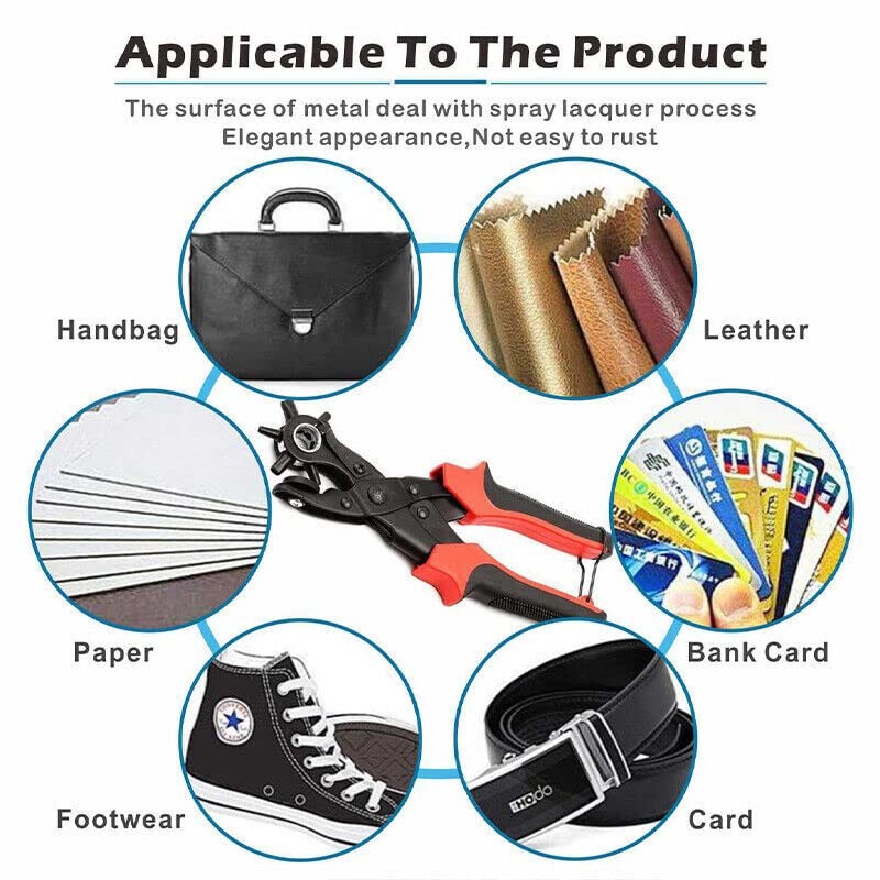 AIMALL Multi-Size Revolving Leather Belt Hole Punch Puncher Plier Craft