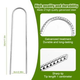 YHNDECO 6 Stück 30cm Erdanker Bodenanker, Verzinkter Stahl Bodenanker Trampolin Haken Zeltnägel, Robuste U-Typ Zeltheringe für Die Sicherung Von Zaun, Zelten, Vordächern, Camping