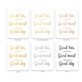 Good Hair Good Mood Good Day Decor Fashion Beauty Wall Art Decor Gold Foil Print, Hair Stylist Gift
