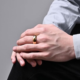 LOSTERLO Tungsten Ring for Men Women High Polished Comfort Fit Domed Gold Ring Size 9