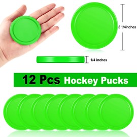 3 1/4 Inches Air Hockey Pucks 12 Pack Full Size Heavy Replacement Pucks for Game Tables Equipment Accessories (Green)
