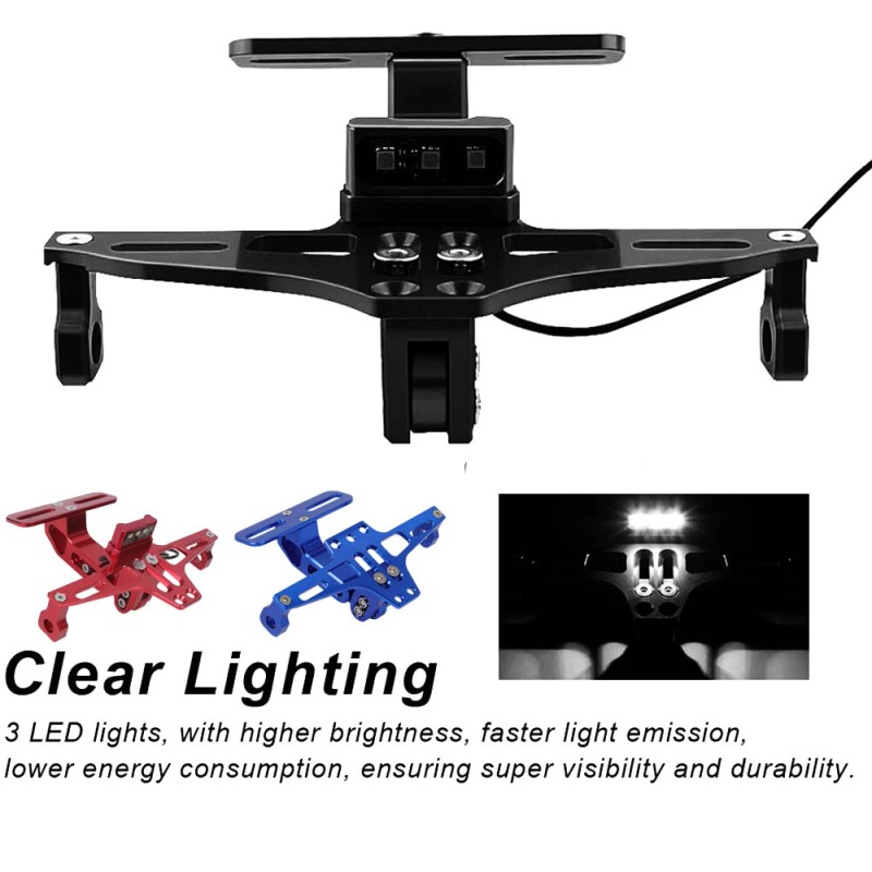 KEEPDSGN Black Motorcycle Fender Eliminator License Plate Holder Bracket LED