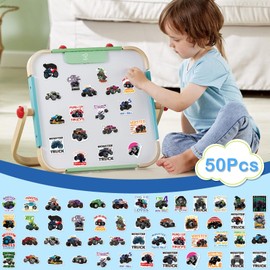 Monster Stickers Truck for Kids, 50Pcs Cute Car Stickers, Truck Stickers for Children Party Bags Filler, Waterproof Vinyl Kawaii Stickers for Laptop, Skateboard, Scrapbooking, Bedrooms