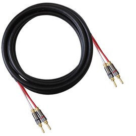 Blue Jeans Cable Canare 4S11 Speaker Cable, with Ultrasonically-Welded Conventional (Non-Bi-Wire) Terminations, (One Cable - for one Speaker); Assembled in The USA (6 Foot, Black, Bananas to Bananas)