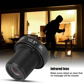 Richer-R 2.1 mm CCTV Lens, 5MP HD Wide Angle 180° CCTV IR Lens Night Vision Camera Lens, Lens M12 x 0.5 Security IP Camera for 1/2.5 Inch CCD Chip Black