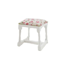 Melody Jane Dolls Houses Dollhouse White Dressing Table Stool Floral Pattern Seat Miniature Bedroom Furniture