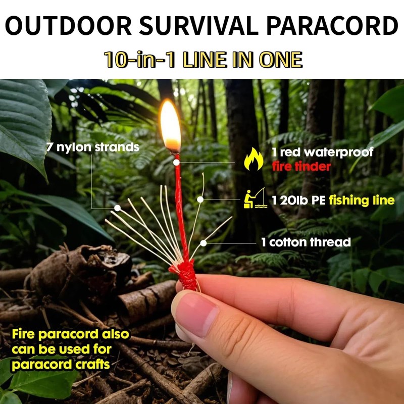KOKKOYA 31m Survival Paracord 550 4mm Nylon Fire Cord 10
