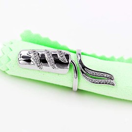 SZ287 Women's Index Finger Nail Ring Crystal Rhinestone Nail Cap Cover Ring Nail Art Charm for Women Girls SZ287, Crystal, Zirconia, Crystal, Cubic Zirconia