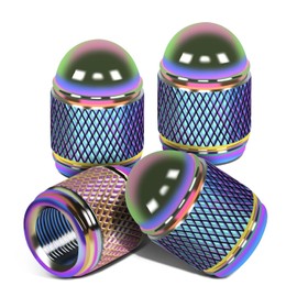 DNA MOTORING Car Tire Valve Stem Caps Bullet Style Anodized Aluminum Wheel Air Valve Dust Cover, 4 pcs/Pack, Rainbow Color, VCAP-RT-108-RB