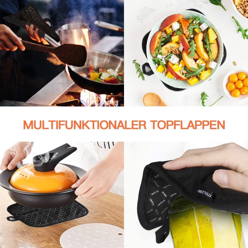 MILcea Oven Gloves, Pot Holders, Oven Gloves, Set of 4,